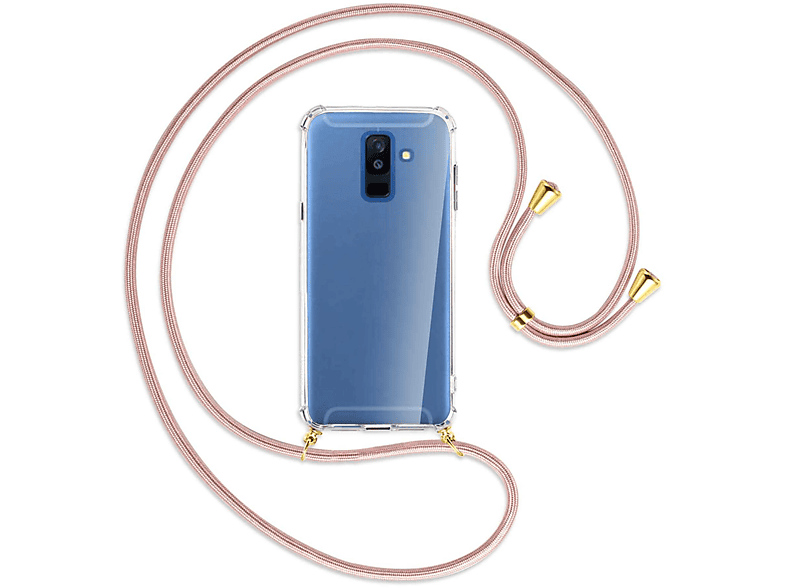 MTB MORE ENERGY Umhänge-Hülle mit Kordel, Galaxy J8 Backcover, Rosegold Plus 2018, / A6 Galaxy Gold Samsung, 2018