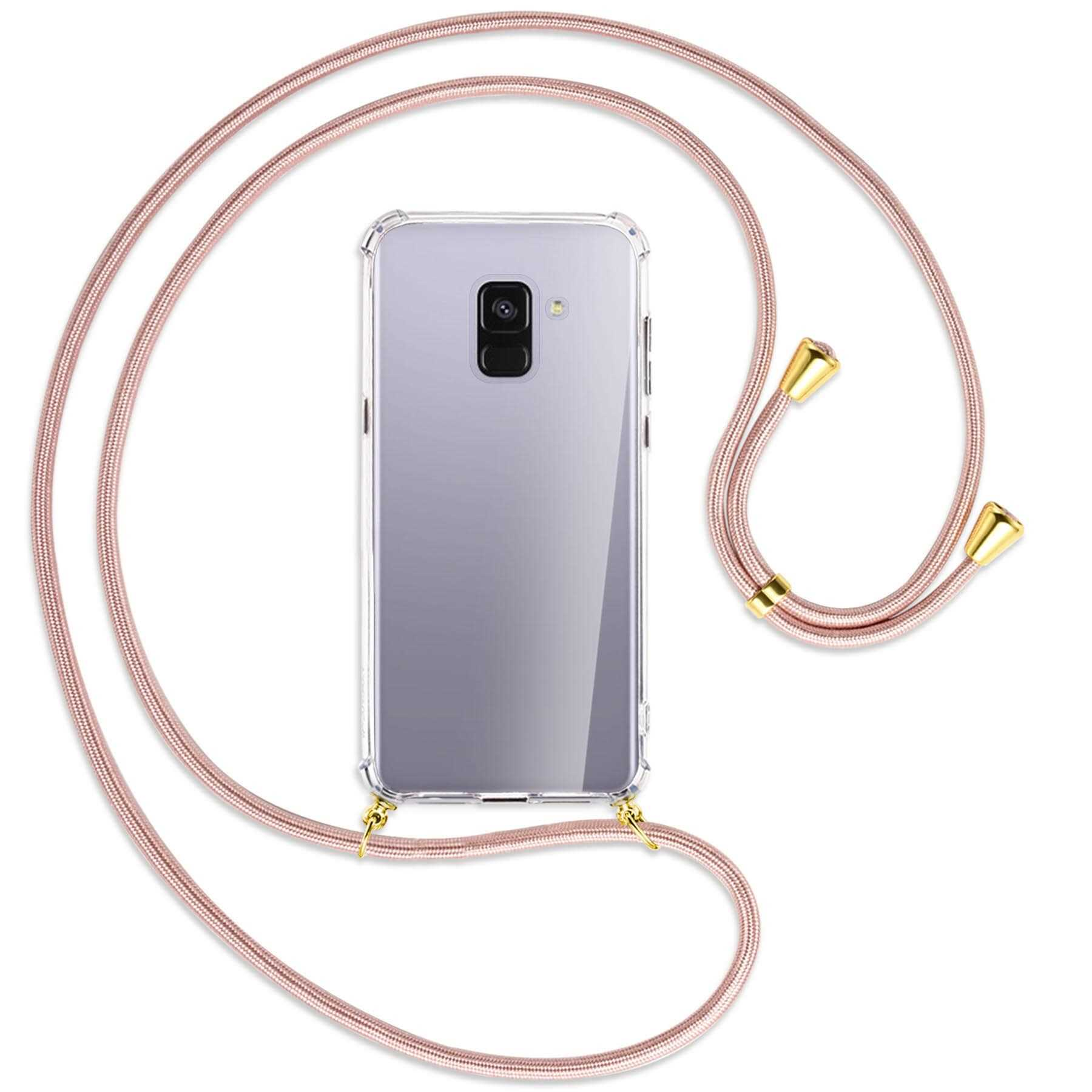 MTB MORE Plus Rosegold Galaxy Kordel, Gold A8 2018, Backcover, / Samsung, Umhänge-Hülle mit ENERGY