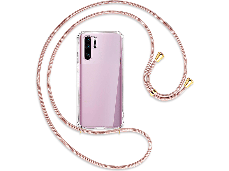 MTB MORE ENERGY Umhänge-Hülle mit Kordel, Backcover, Huawei, P30 Pro, P30 Pro NE New Edition, Rosegold / Gold