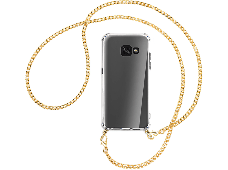 MTB Metallkette, Galaxy Samsung, 2017, Kette MORE Umhänge-Hülle A3 (goldfarben) ENERGY Backcover, mit