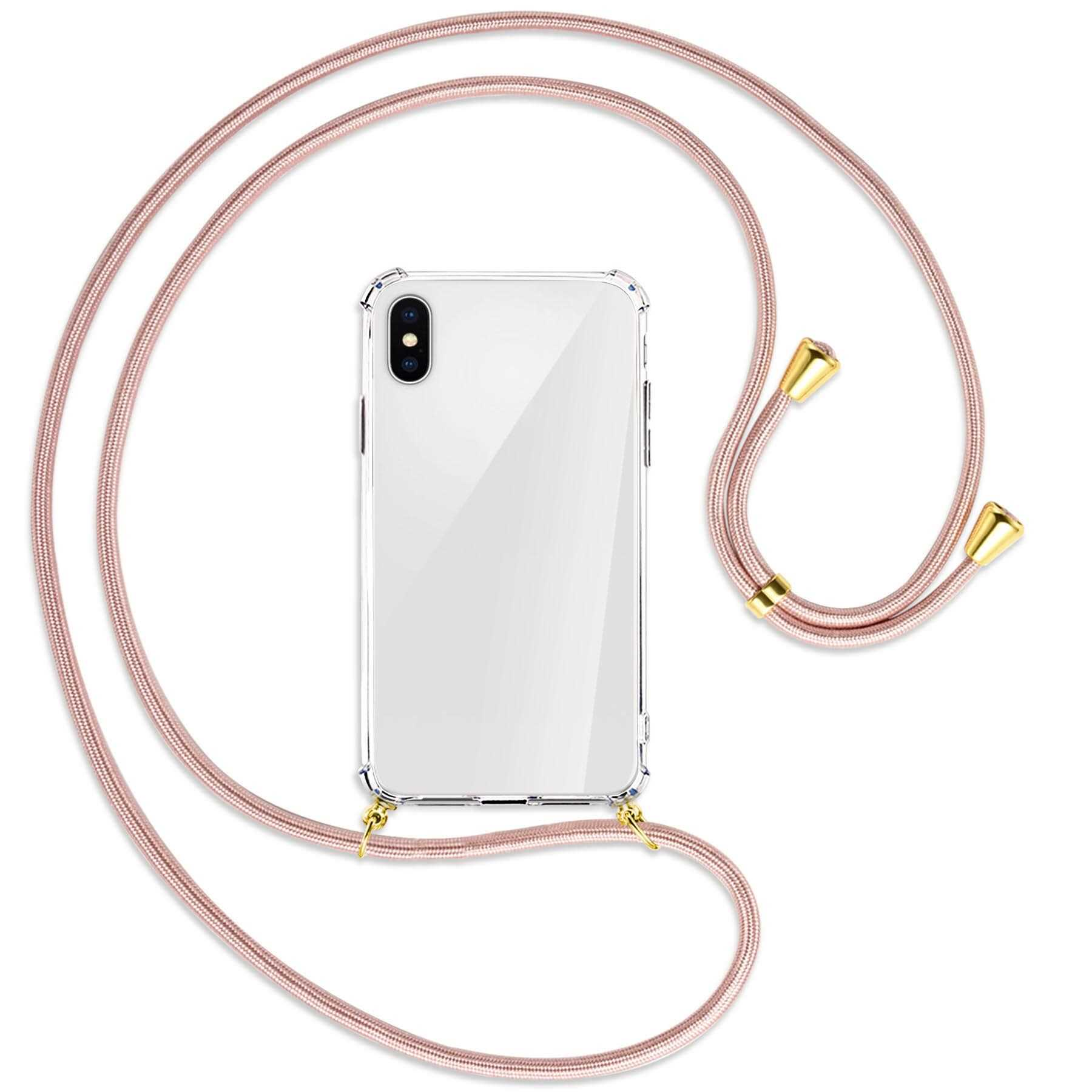 iPhone ENERGY / Umhänge-Hülle Kordel, Gold mit Apple, iPhone iPhone X, Rosegold 10, MTB MORE XS, Backcover,