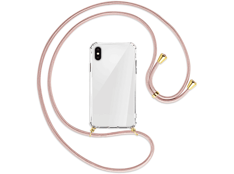 MTB MORE ENERGY Umhänge-Hülle mit Kordel, Backcover, Apple, iPhone X, iPhone XS, iPhone 10, Rosegold / Gold