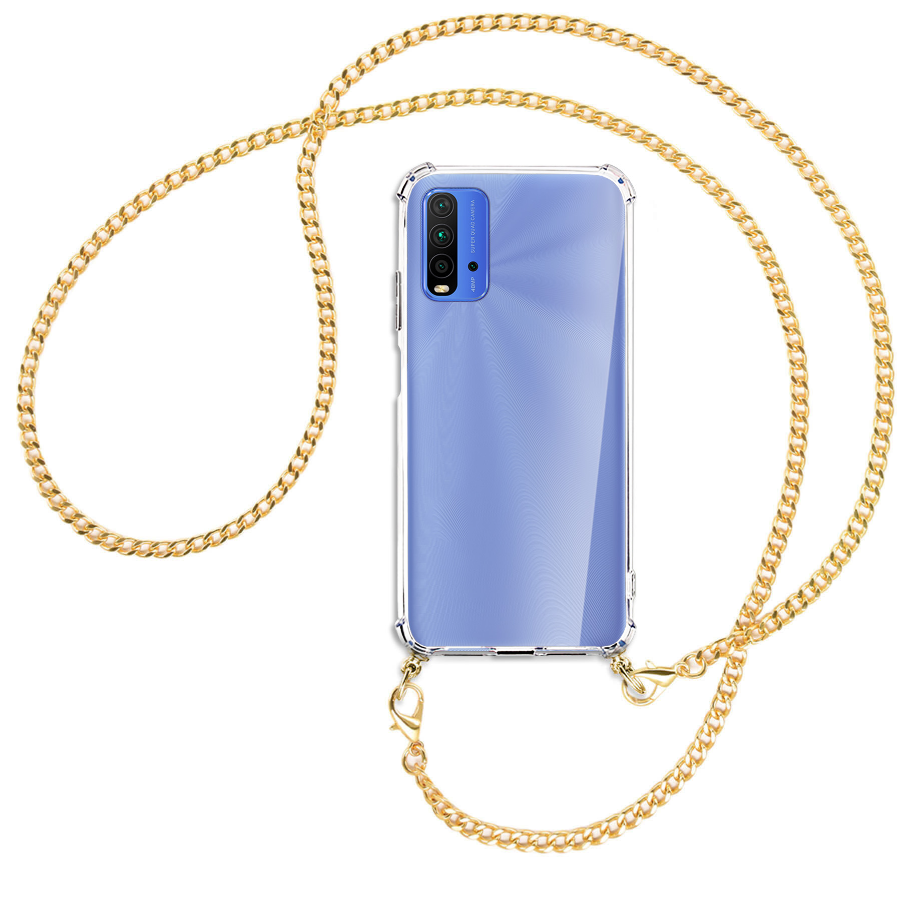 mit Kette ENERGY MTB Umhänge-Hülle Redmi Metallkette, Backcover, 9T, Xiaomi, (goldfarben) MORE