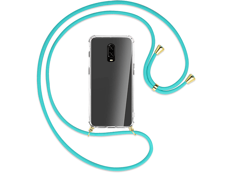 ENERGY Kordel, / OnePlus, 6T, MTB Backcover, Gold Umhänge-Hülle MORE mit Türkis