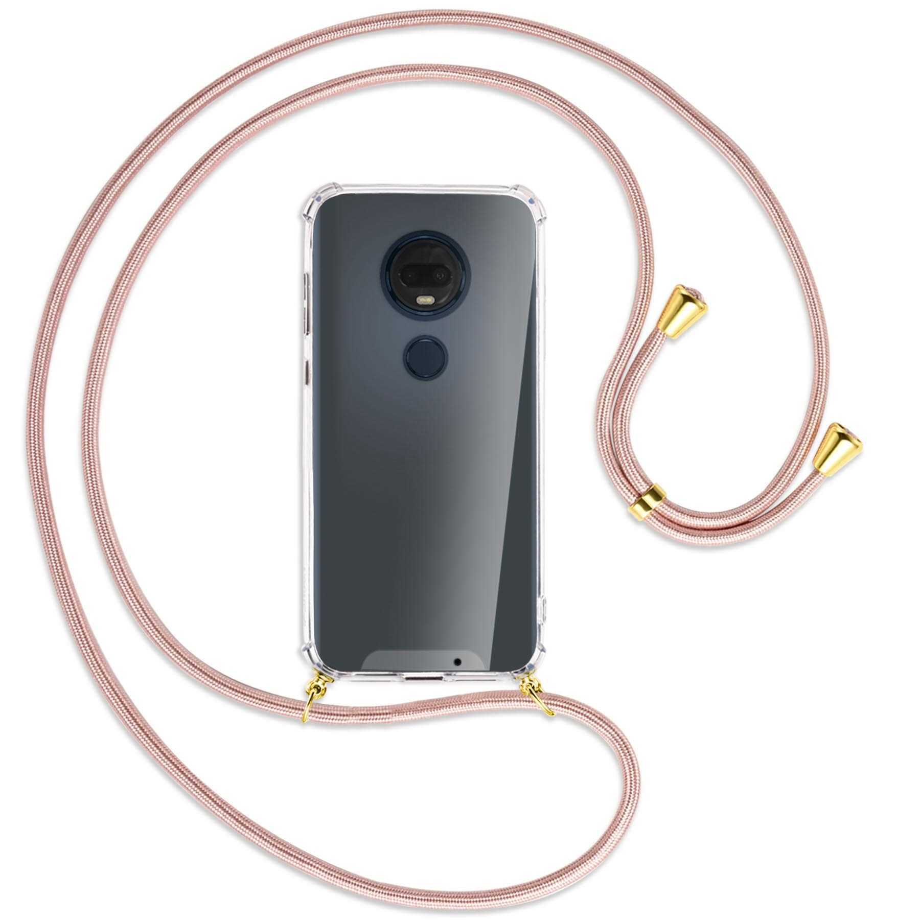 Motorola, mit Kordel, MTB Moto Gold Umhänge-Hülle Backcover, MORE ENERGY / Rosegold G7,