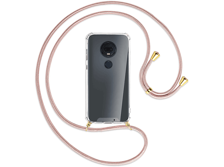 MTB MORE ENERGY Umhänge-Hülle mit Kordel, Backcover, Motorola, Moto G7, Rosegold / Gold