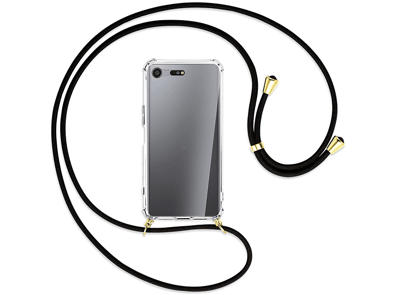 Sony, Umhänge-Hülle Kordel, Xperia Schwarz Backcover, mit Gold MORE ENERGY / MTB Premium, XZ