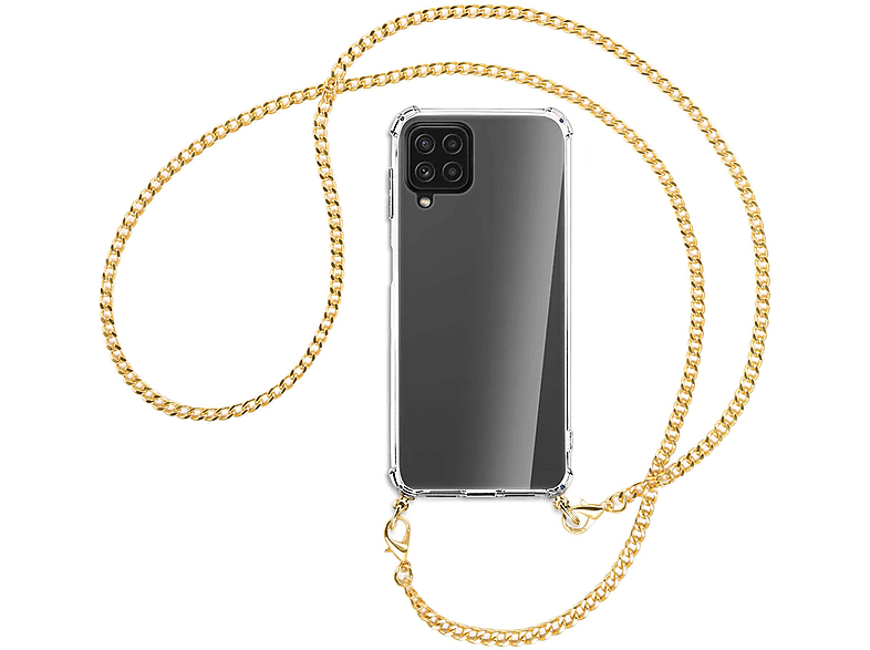 Backcover, A22 MTB Metallkette, (goldfarben) 4G, Samsung, mit Kette MORE ENERGY Galaxy Umhänge-Hülle