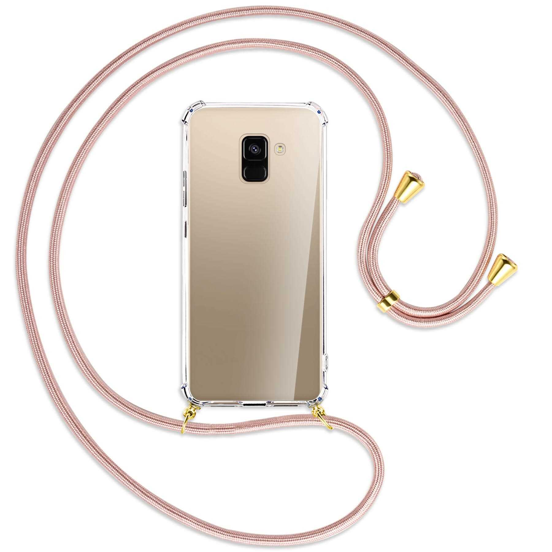 Galaxy Samsung, Backcover, mit MORE A8 Umhänge-Hülle Gold 2018, MTB ENERGY Rosegold / Kordel,