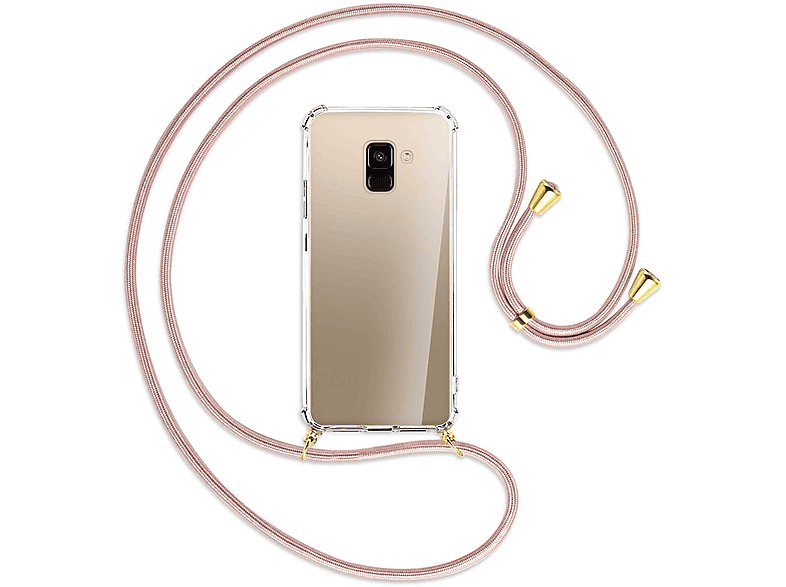 MORE Umhänge-Hülle Rosegold mit A8 Backcover, Samsung, ENERGY / MTB Kordel, Galaxy 2018, Gold
