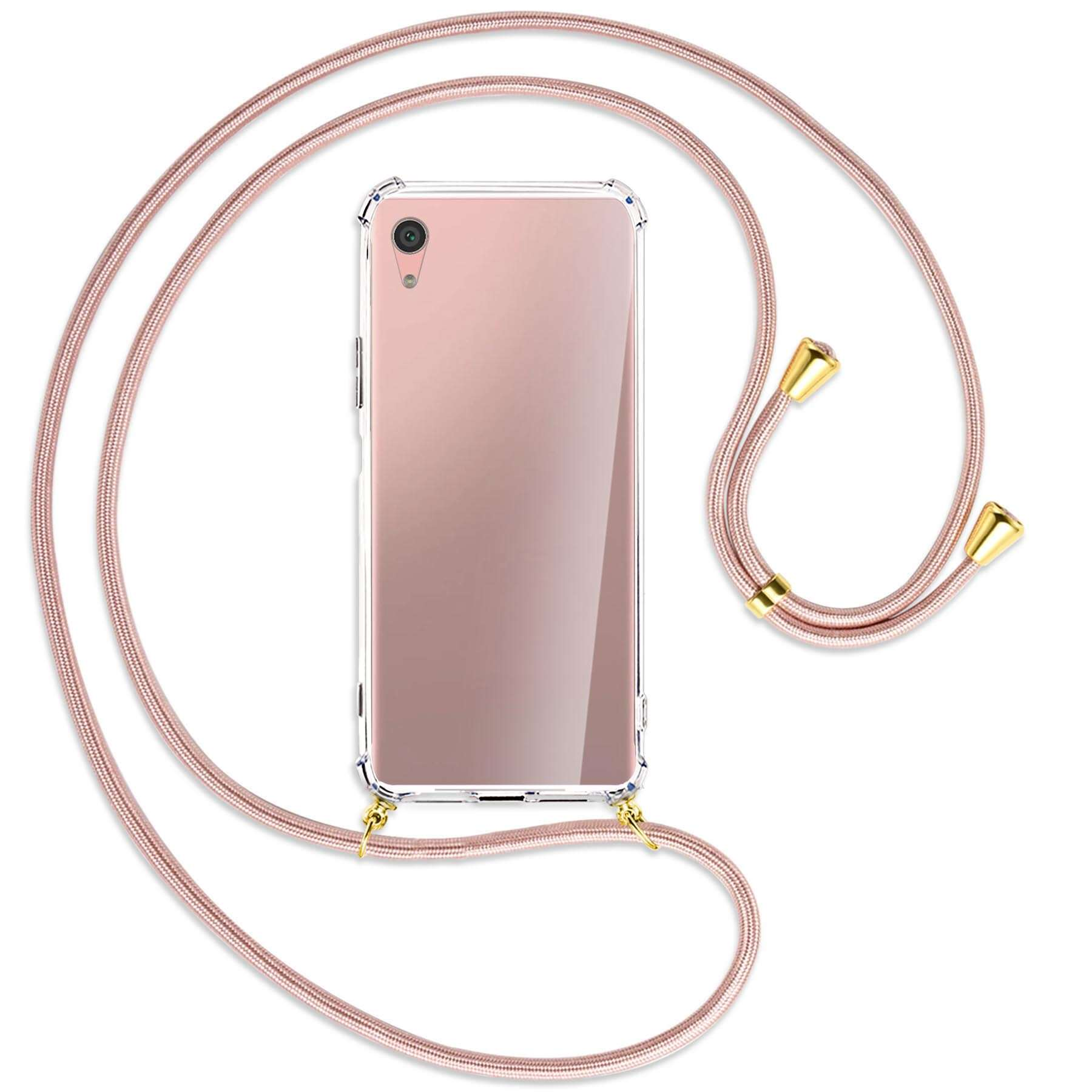 Xperia Rosegold MTB Backcover, XA1 Sony, Kordel, mit ENERGY Plus, Gold Umhänge-Hülle MORE /