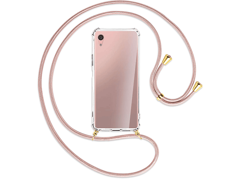 Sony, XA1 MORE mit / Umhänge-Hülle Xperia Plus, Backcover, Kordel, Rosegold ENERGY MTB Gold