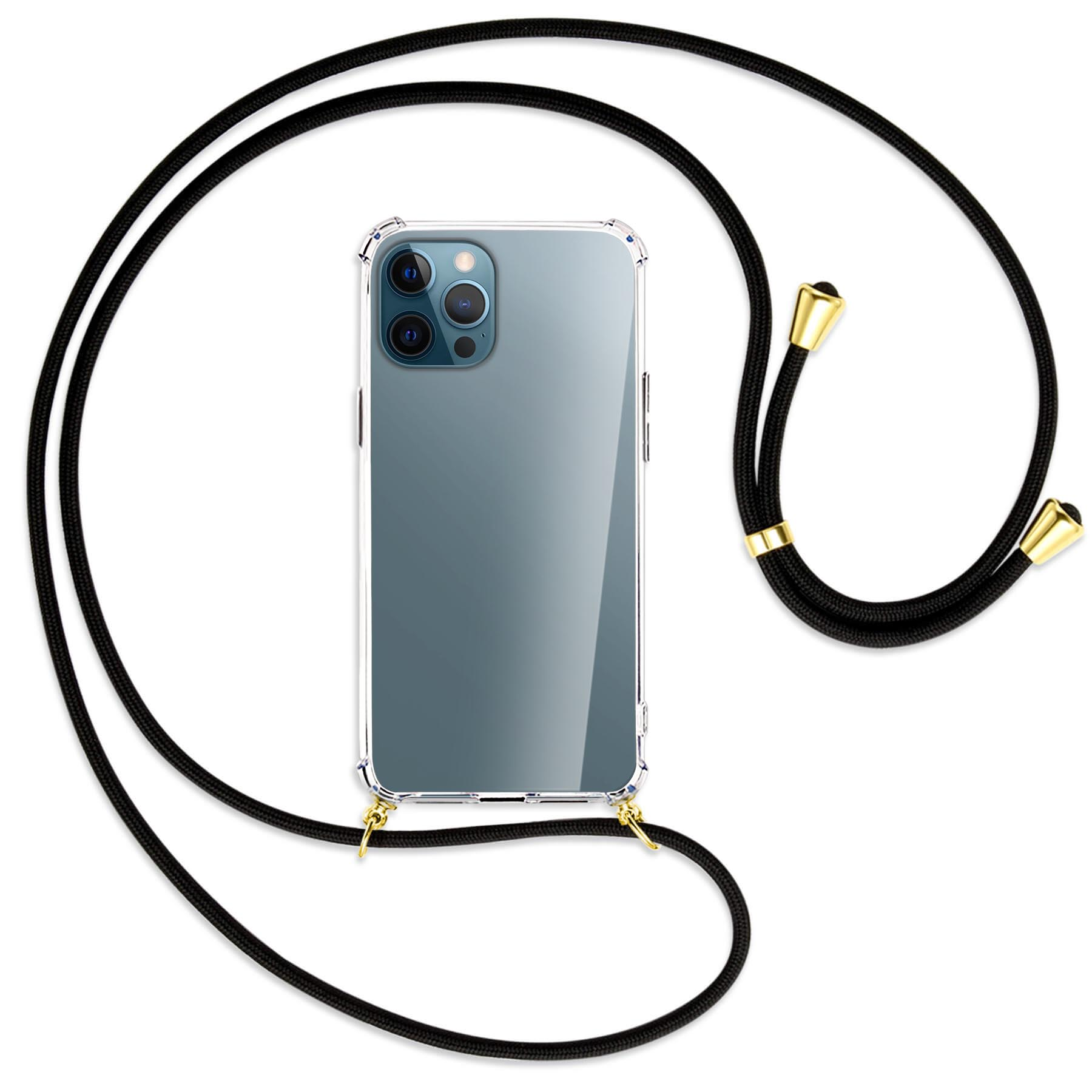 iPhone Pro 12 Schwarz / Umhänge-Hülle Kordel, mit ENERGY Backcover, Gold Apple, MORE MTB Max,