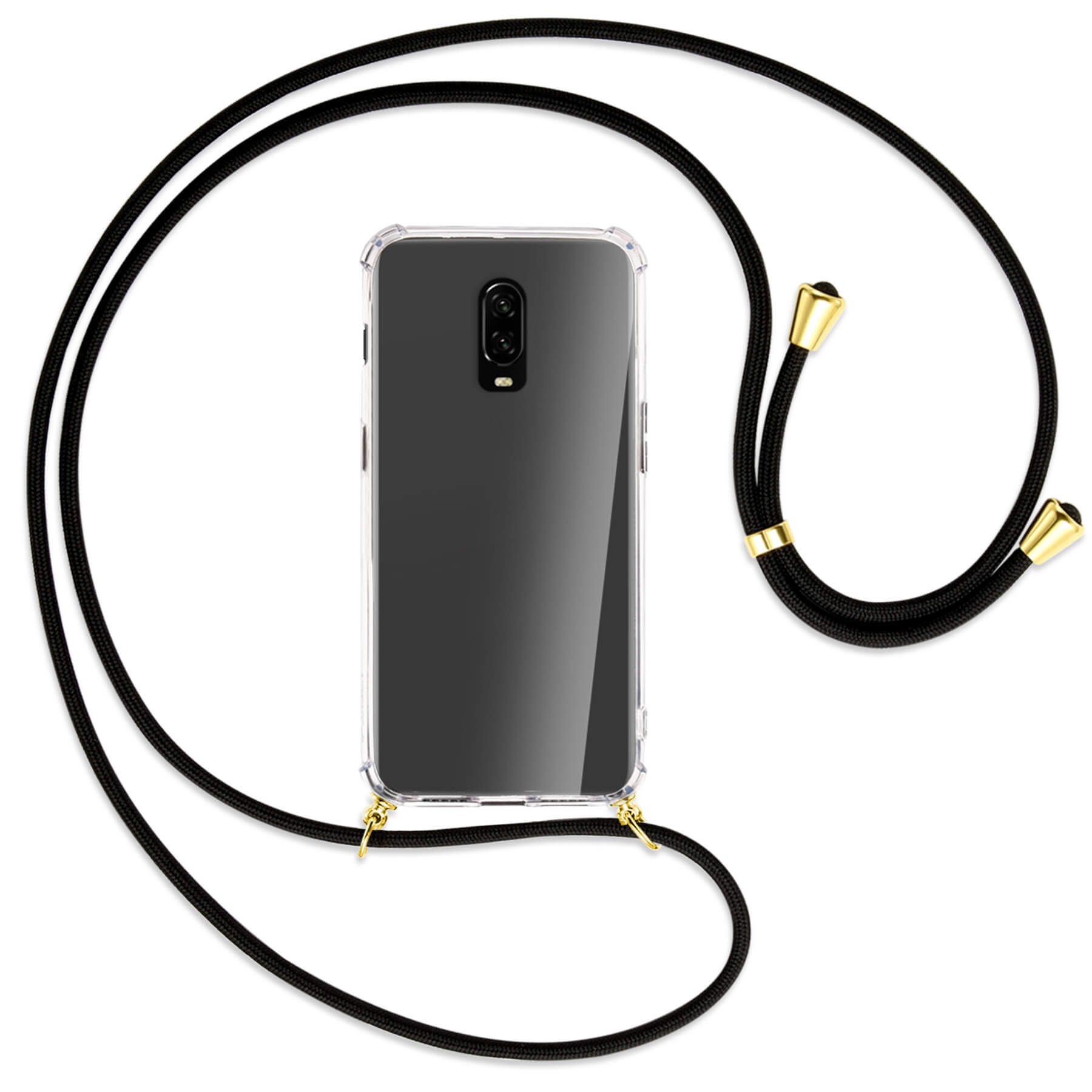 MTB MORE ENERGY mit OnePlus, Gold Backcover, Kordel, Umhänge-Hülle 6T, Schwarz 
