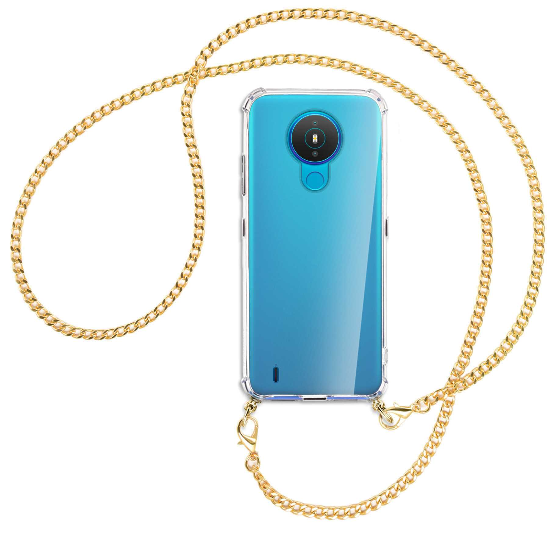 MTB MORE Kette (goldfarben) Nokia, mit Umhänge-Hülle 1.4, Metallkette, Backcover, ENERGY