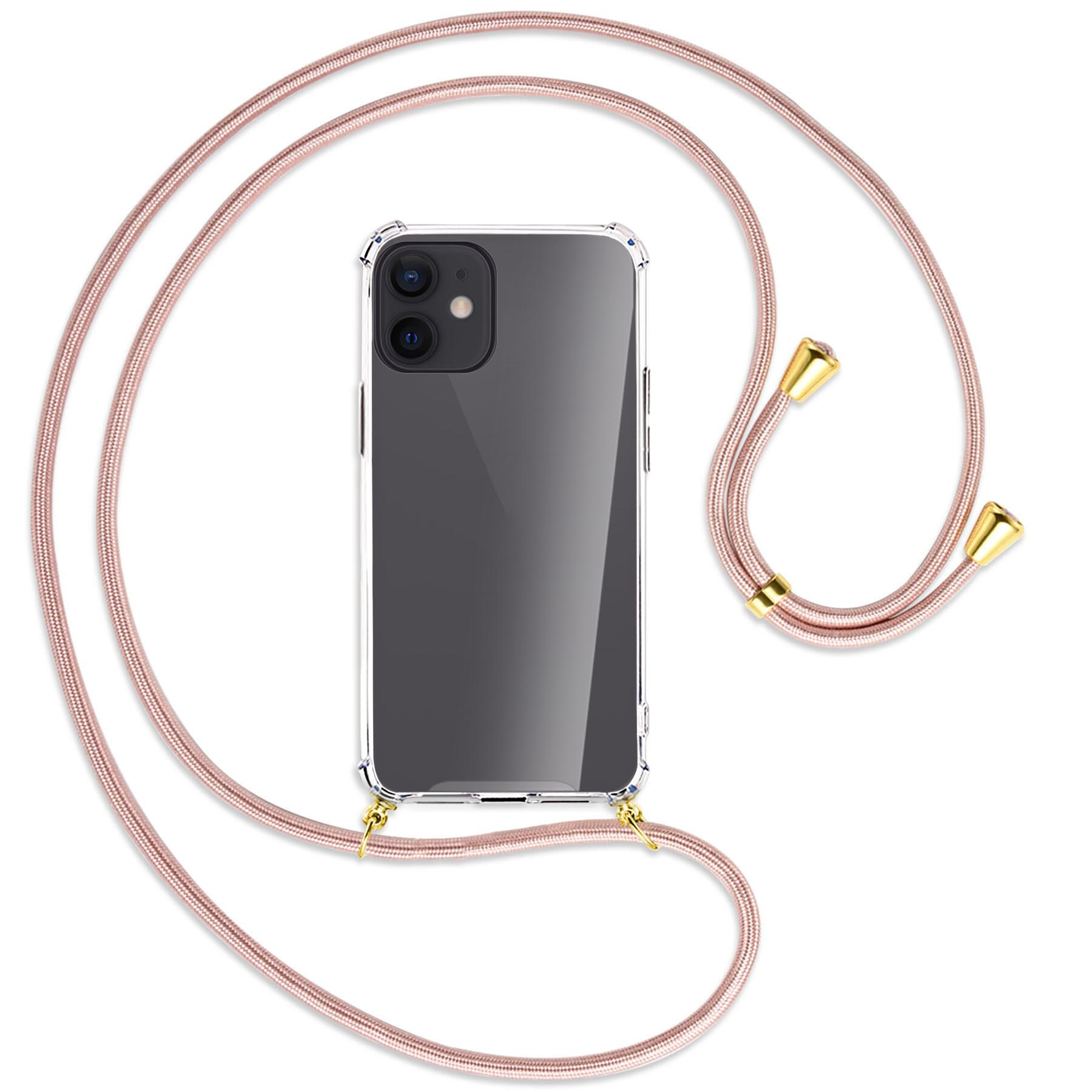 iPhone / Kordel, MTB 12 MORE ENERGY mini, Umhänge-Hülle Backcover, Rosegold Gold mit Apple,