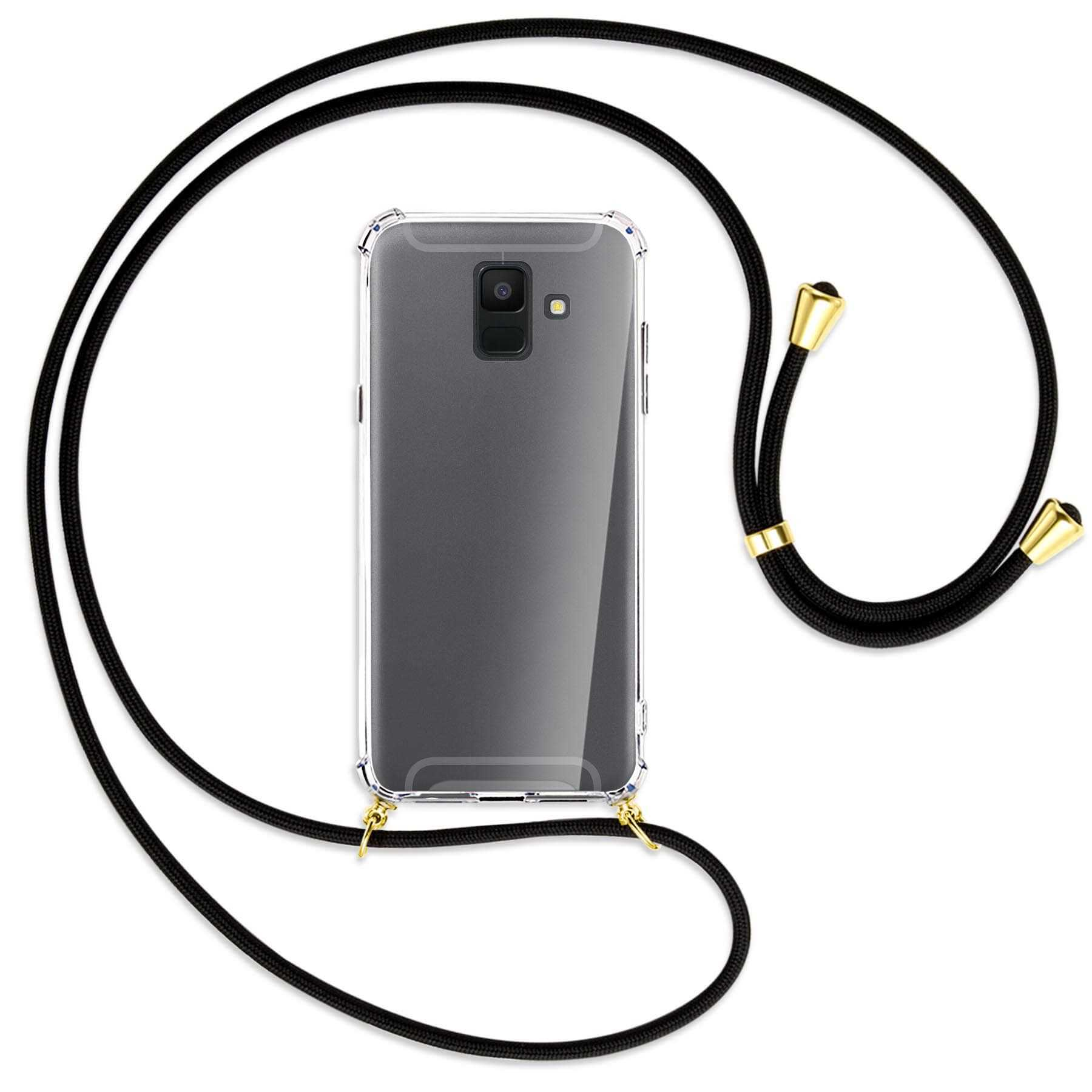 MTB MORE Backcover, / Samsung, 2018, Kordel, Galaxy A6 Umhänge-Hülle Gold ENERGY mit Schwarz