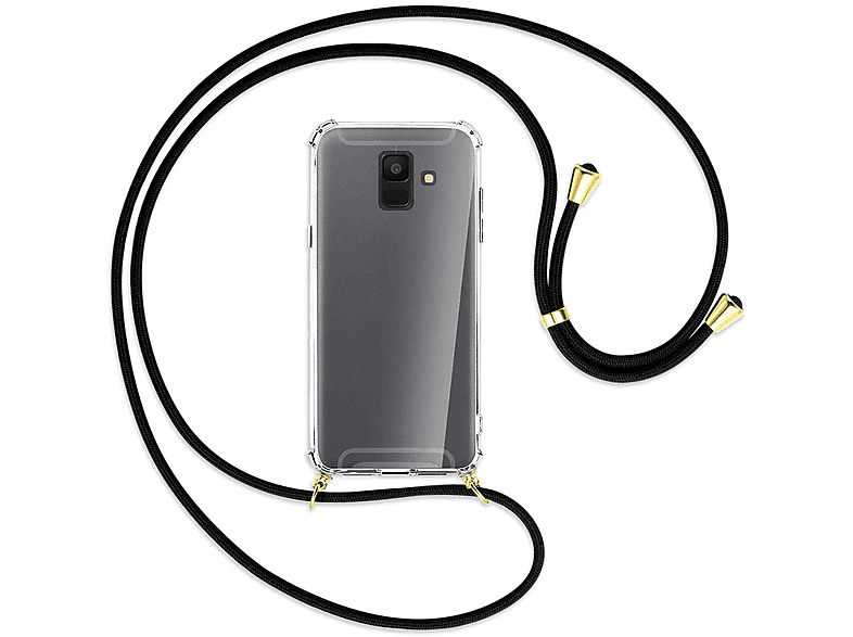 MTB MORE Backcover, / Samsung, 2018, Kordel, Galaxy A6 Umhänge-Hülle Gold ENERGY mit Schwarz