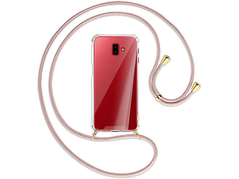 Backcover, Plus ENERGY Rosegold MTB Kordel, 2018, Samsung, Galaxy J6 Gold mit / MORE Umhänge-Hülle