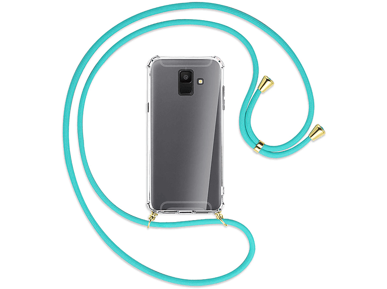 MTB Kordel, ENERGY Backcover, / mit Galaxy Umhänge-Hülle Gold MORE A6 2018, Türkis Samsung,