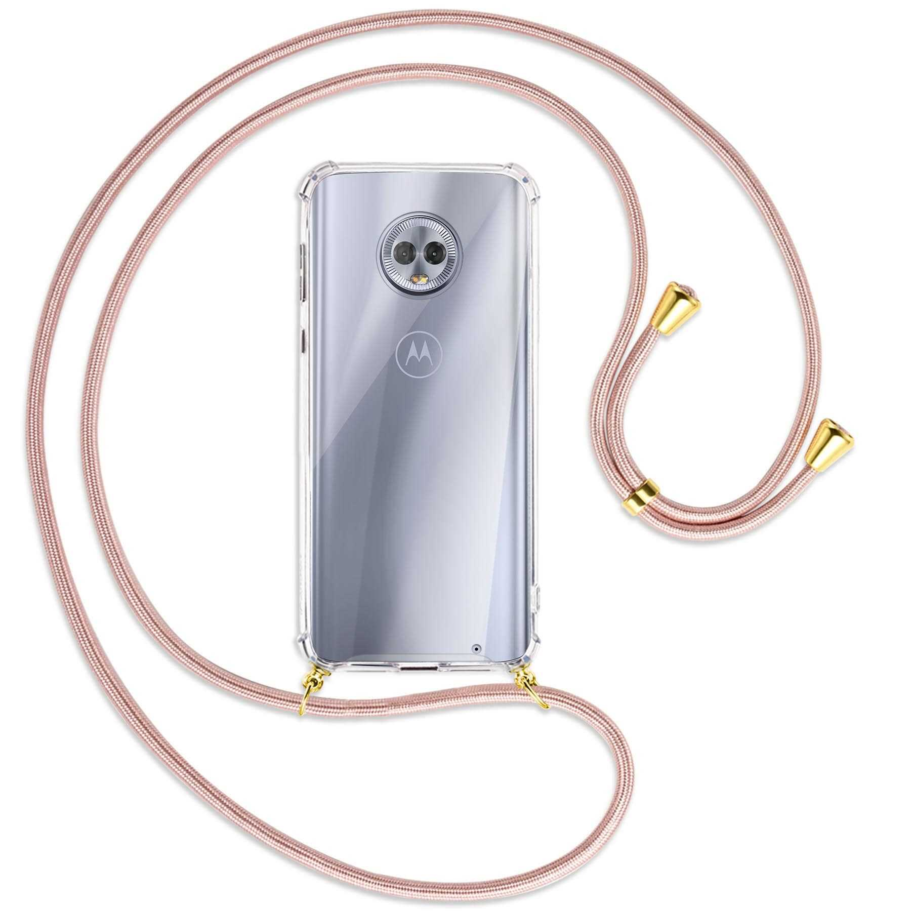 Umhänge-Hülle Rosegold Moto Motorola, Plus, MTB ENERGY Gold G6 Backcover, Kordel, mit / MORE
