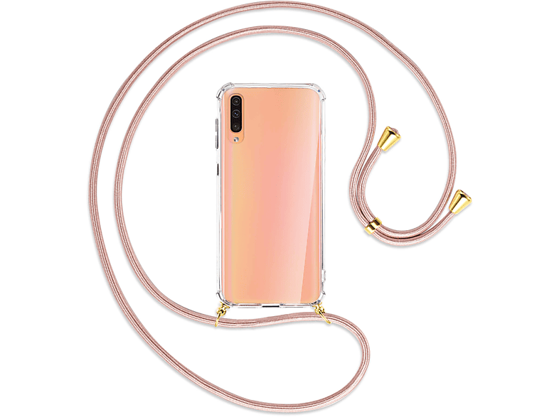 Rosegold mit A30S, ENERGY Samsung, A50, A50S, Galaxy Backcover, Galaxy Gold / MTB Galaxy Umhänge-Hülle Kordel, MORE