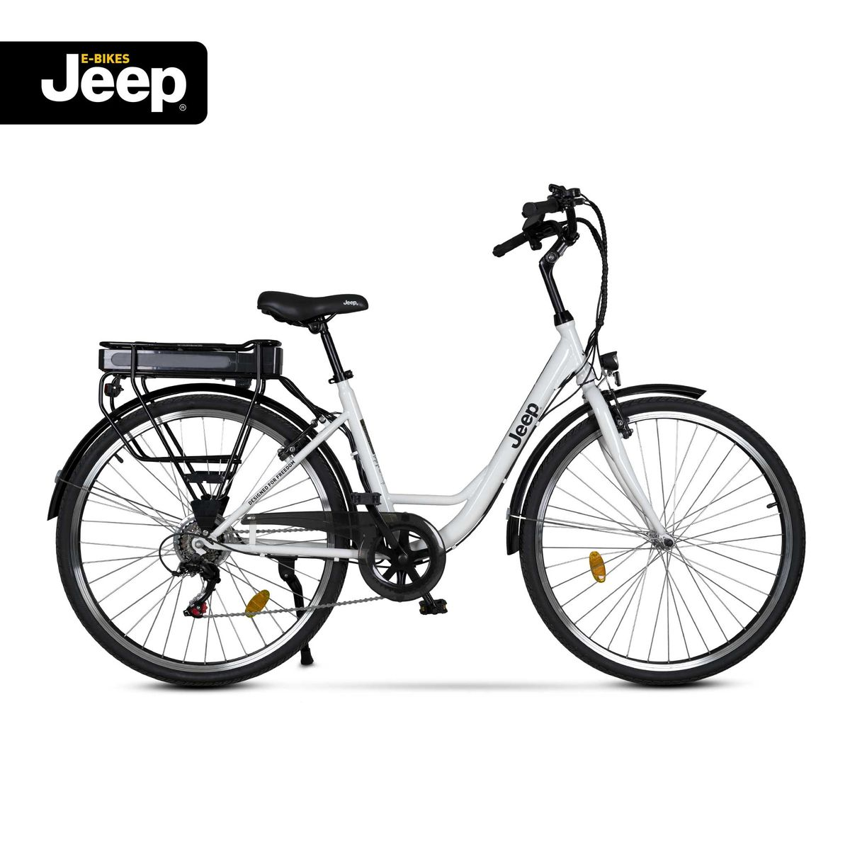 white Erwachsene-Rad, Rahmenhöhe: E-Bike Jeep Kettenschaltung, SHIMANO Zoll, 28”, 28 3001, Citybike JEEP Wh, 44 City (Laufradgröße: 374,4 ECR E-BIKES black) 6-Gang cm,
