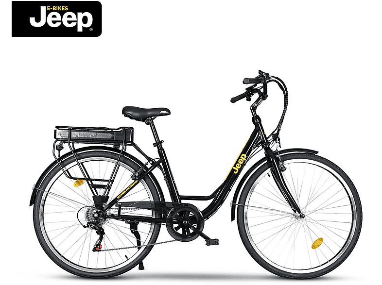 JEEP E-BIKES Jeep 44 E-Bike 28 (Laufradgröße: Citybike cm, Wh, Erwachsene-Rad, 374,4 black) SHIMANO ECR Rahmenhöhe: 3000, Kettenschaltung, 28”, City Zoll, black 6-Gang