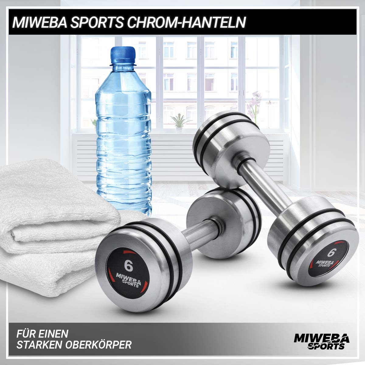 2x Matt silber Chrom Hanteln Kurzhanteln, Fitnesszubehör SPORTS MIWEBA kg 6.0