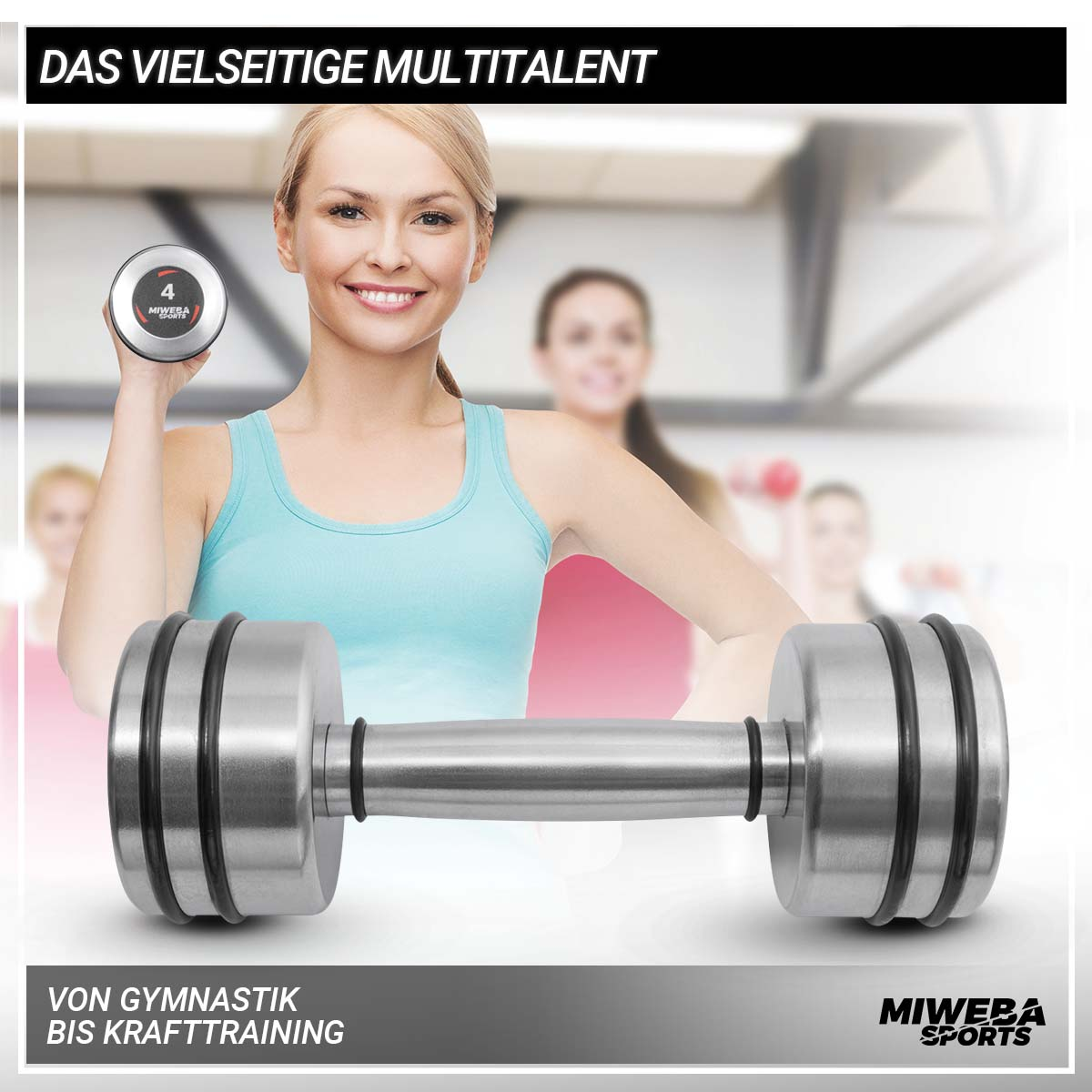 MIWEBA SPORTS Fitnesszubehör Chrom kg Matt 2x Kurzhanteln, Hanteln 4.0 silber