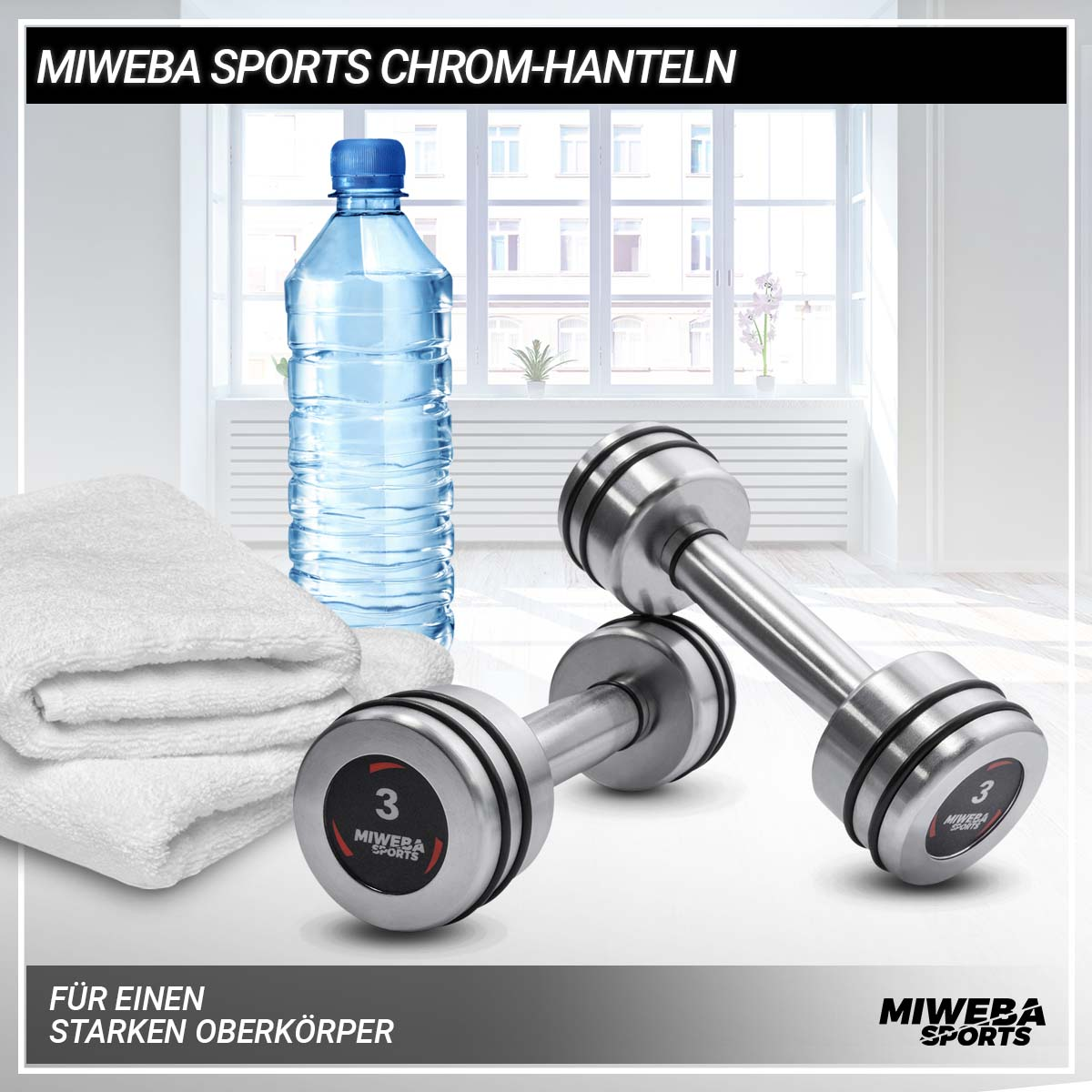 MIWEBA SPORTS Fitnesszubehör Chrom Matt 3.0 2x Kurzhanteln, Hanteln kg silber