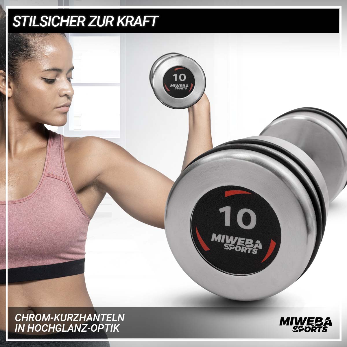 MIWEBA SPORTS Fitnesszubehör Matt 10.0 Chrom silber kg Kurzhanteln, Hanteln 2x