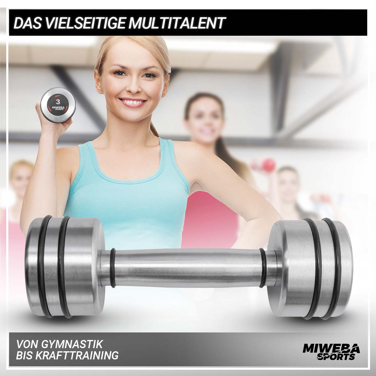 Kurzhanteln, MIWEBA Chrom Matt 2x kg Hanteln SPORTS silber Fitnesszubehör 3.0