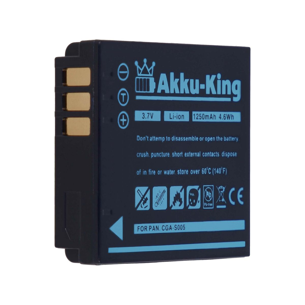 AKKU-KING Akku 3.7 Li-Ion kompatibel Volt, Kamera-Akku, mit 1250mAh Panasonic CGA-S005