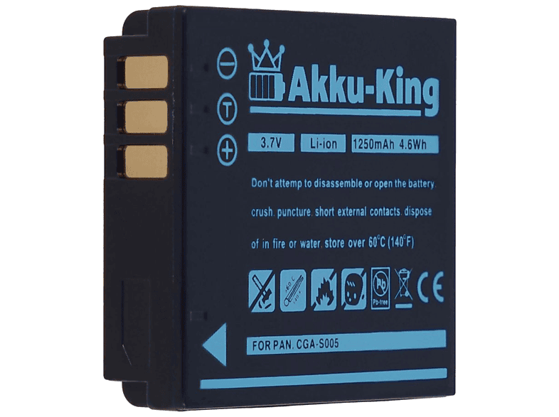 AKKU-KING Akku kompatibel mit Panasonic CGA-S005 Li-Ion Kamera-Akku, 3.7 Volt, 1250mAh