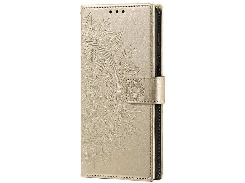 COVERKINGZ Klapphülle mit Mandala Muster, Bookcover, Samsung, Galaxy S22 Ultra, Gold