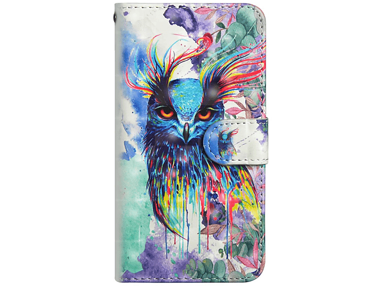 COVERKINGZ Klapphülle Galaxy Bookcover, mit J8 Samsung, Bargeldfach, Eule 2018