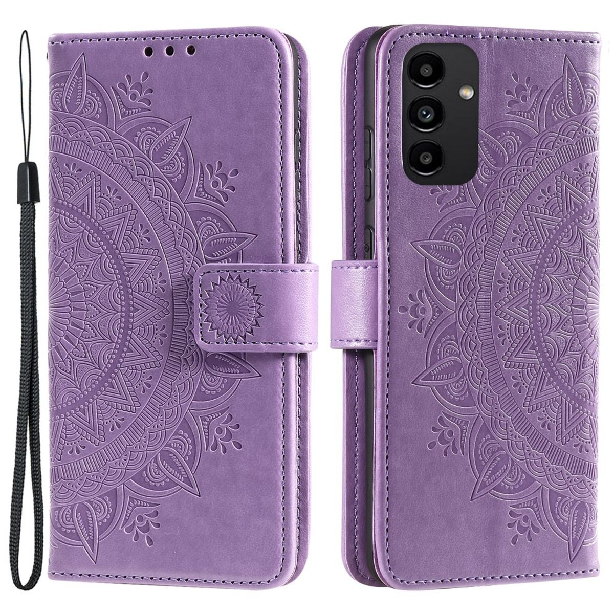 COVERKINGZ Klapphülle mit Mandala Muster, Galaxy A13 Lila Bookcover, Samsung, 4G