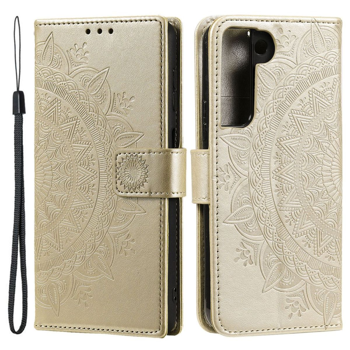 Gold mit Mandala Muster, (Plus), Galaxy Klapphülle COVERKINGZ Samsung, S22+ Bookcover,