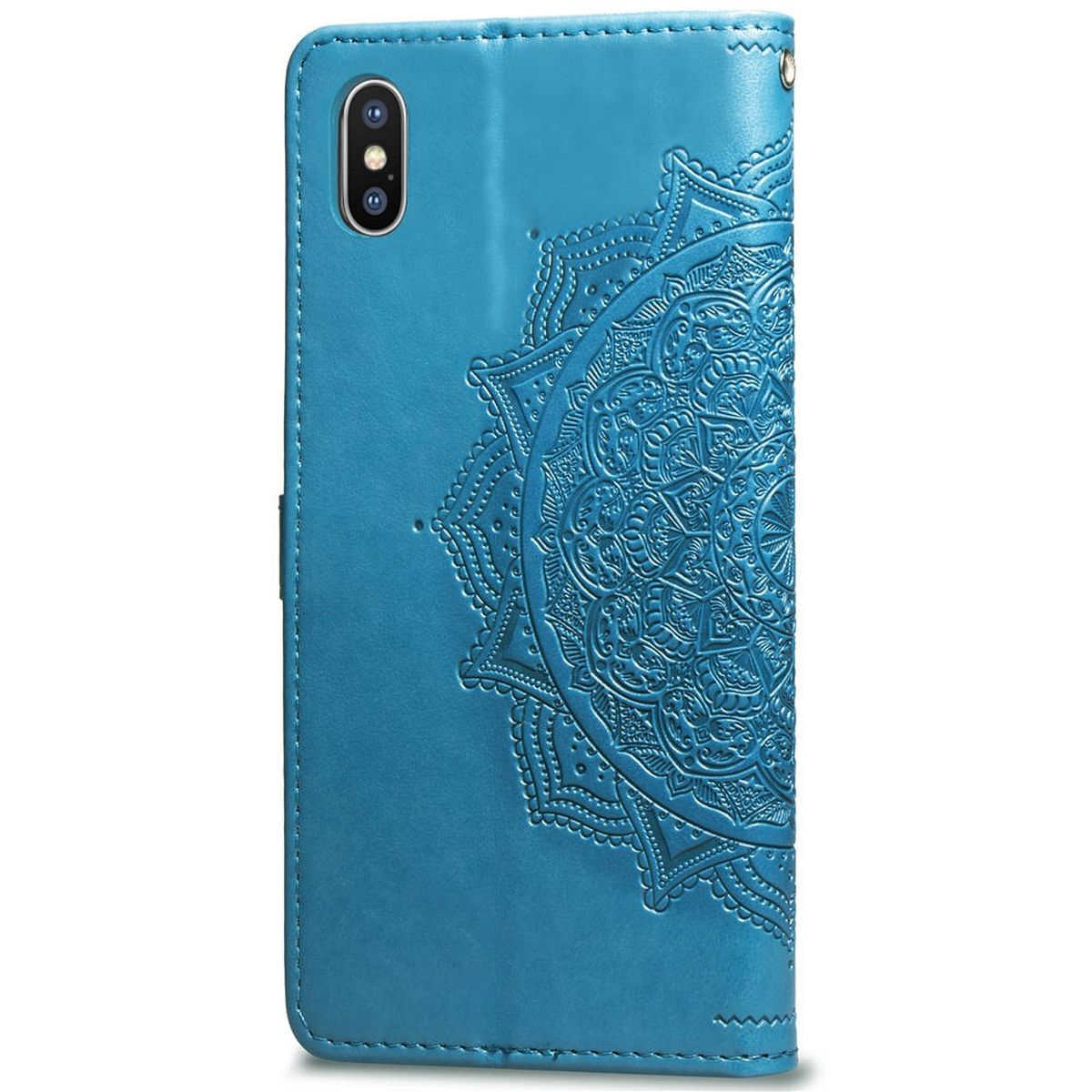 Mandala Blau Muster, mit iPhone Xs COVERKINGZ Bookcover, Klapphülle Apple, Max,
