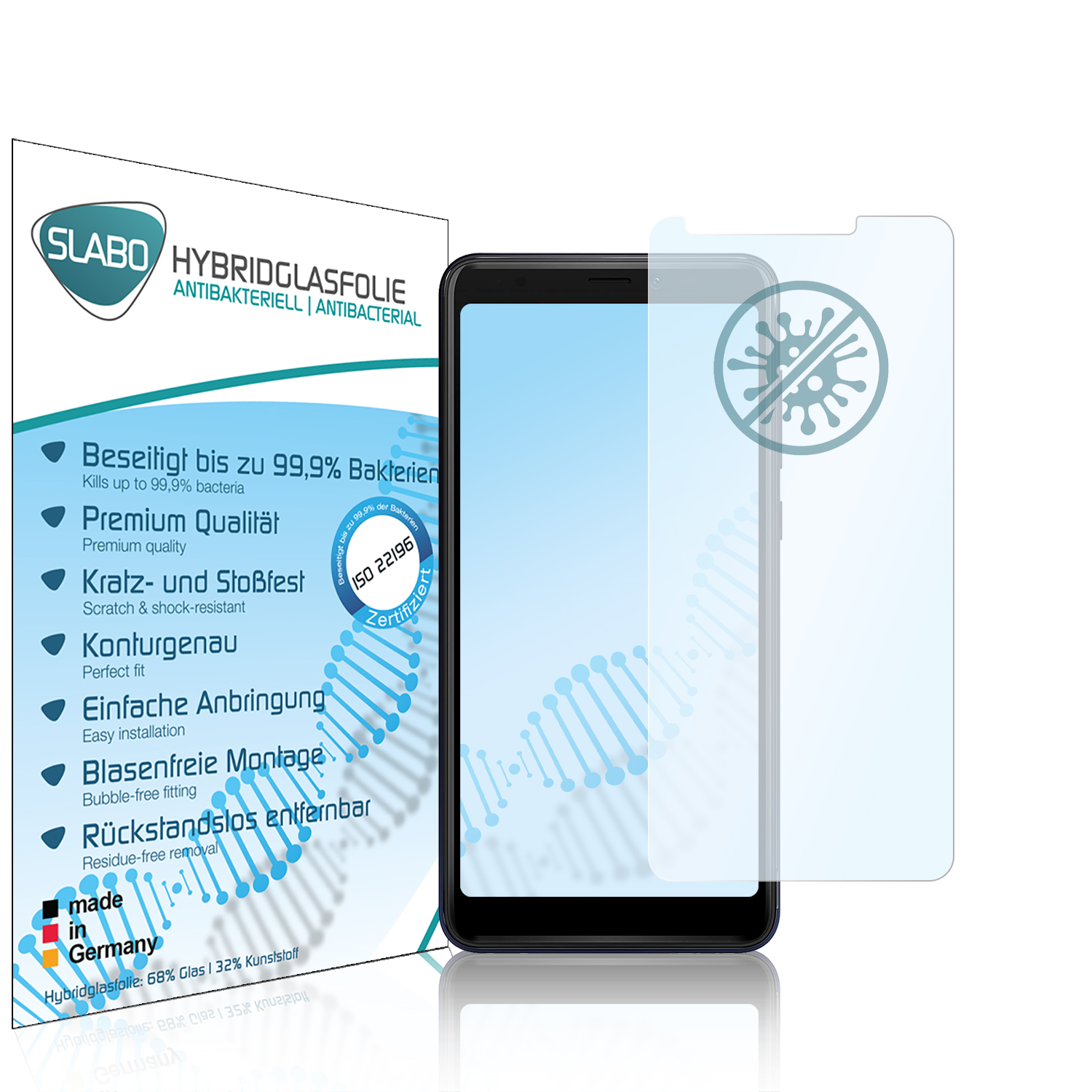 SLABO antibakterielle flexible Hybridglasfolie Y60) Displayschutz(für Wiko