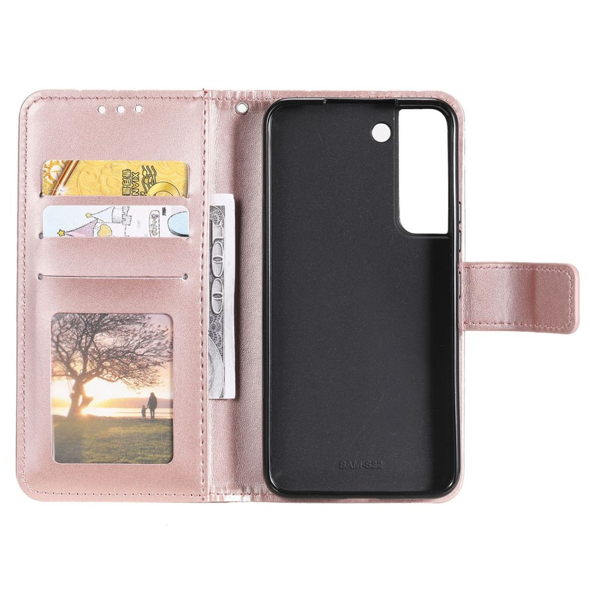 Samsung, (Plus), Rosegold S22+ Mandala Muster, Bookcover, Klapphülle COVERKINGZ Galaxy mit