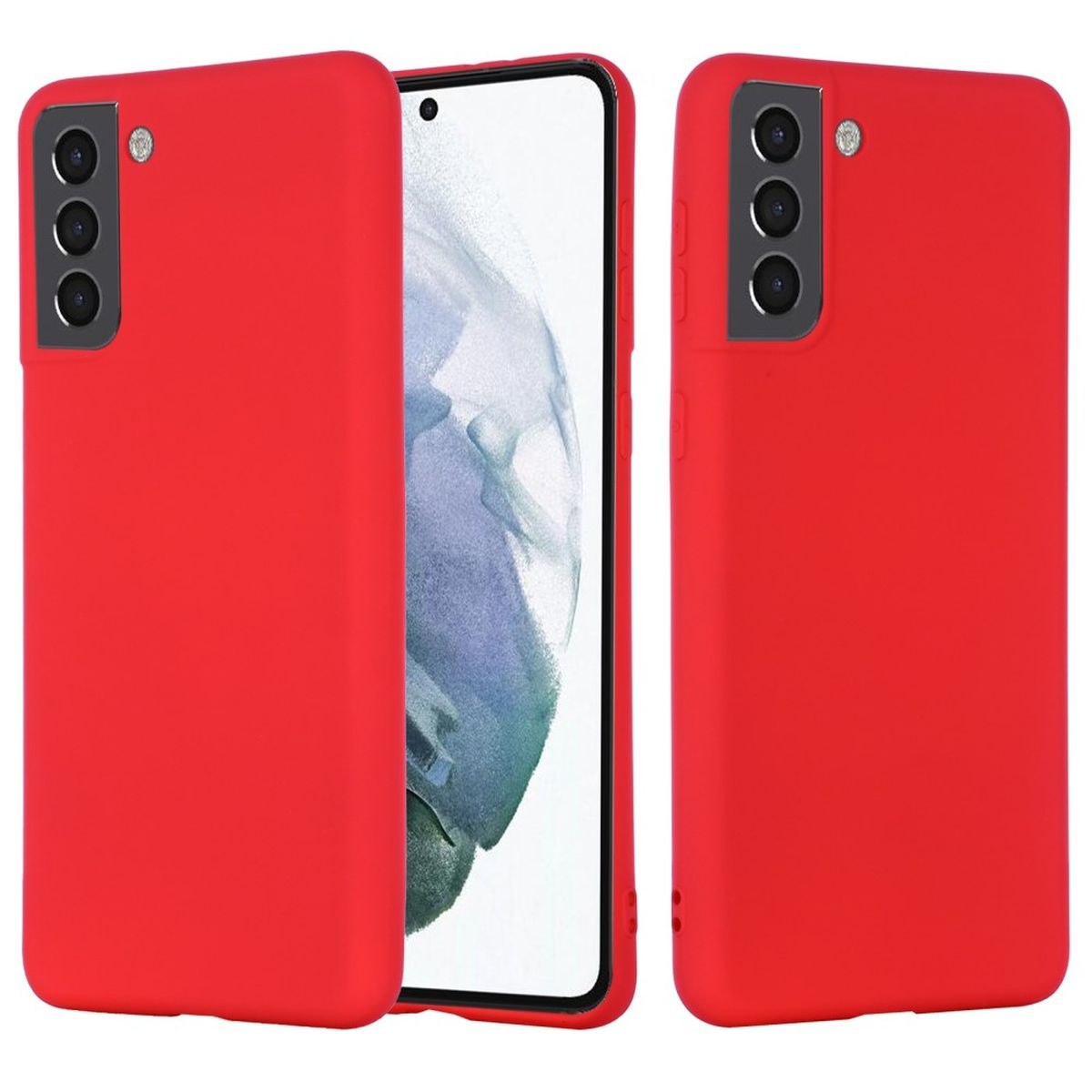 COVERKINGZ Handycase aus Silikon, 5G, Galaxy Backcover, Samsung, S22 Rot