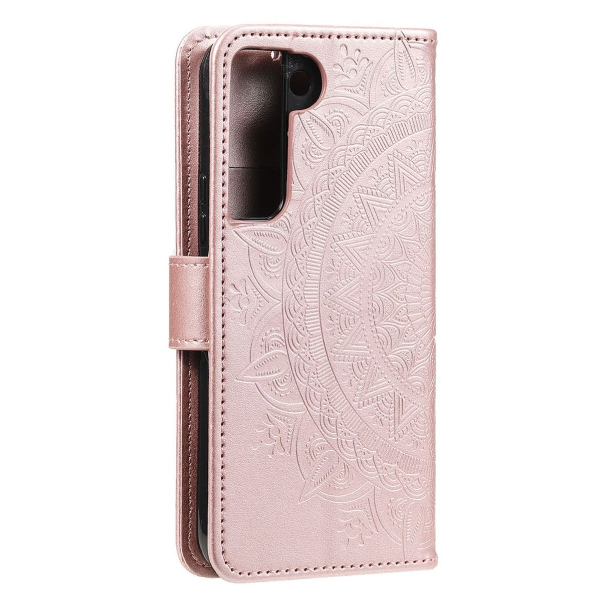 S22 Galaxy Muster, Mandala Samsung, Klapphülle Rosegold Bookcover, COVERKINGZ 5G, mit