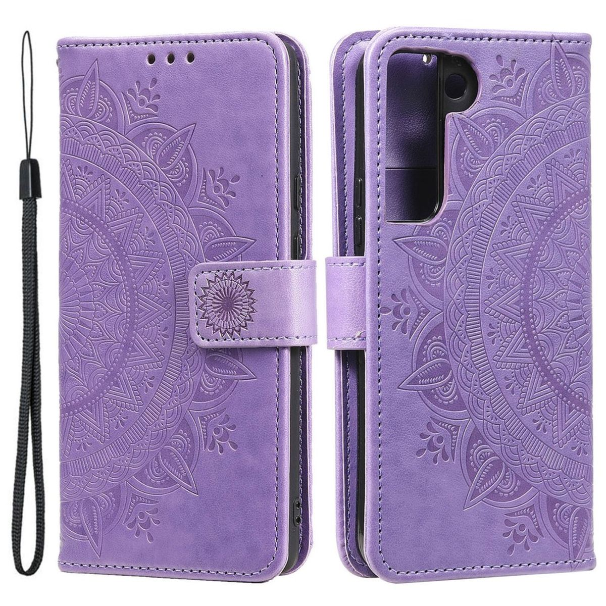 COVERKINGZ Klapphülle mit Mandala Galaxy Muster, S22 Bookcover, 5G, Lila Samsung