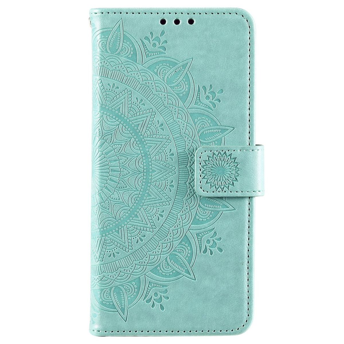 Galaxy Mandala S22 Samsung, 5G, Klapphülle COVERKINGZ mit Bookcover, Grün Muster,