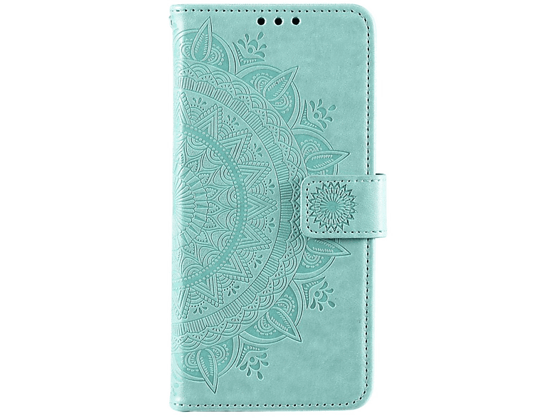 Samsung, Bookcover, mit S22+ Galaxy (Plus), Muster, Klapphülle Grün COVERKINGZ Mandala