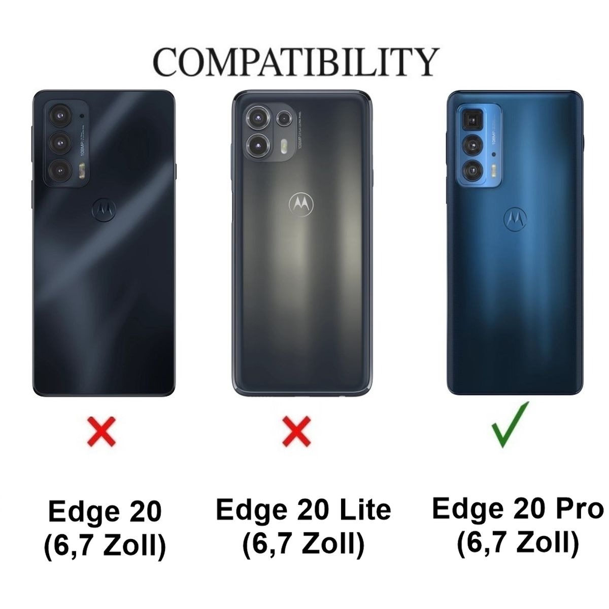 Edge mit und Transparent Kameraschutz, Handycase Display- Pro, Motorola, Backcover, 20 COVERKINGZ