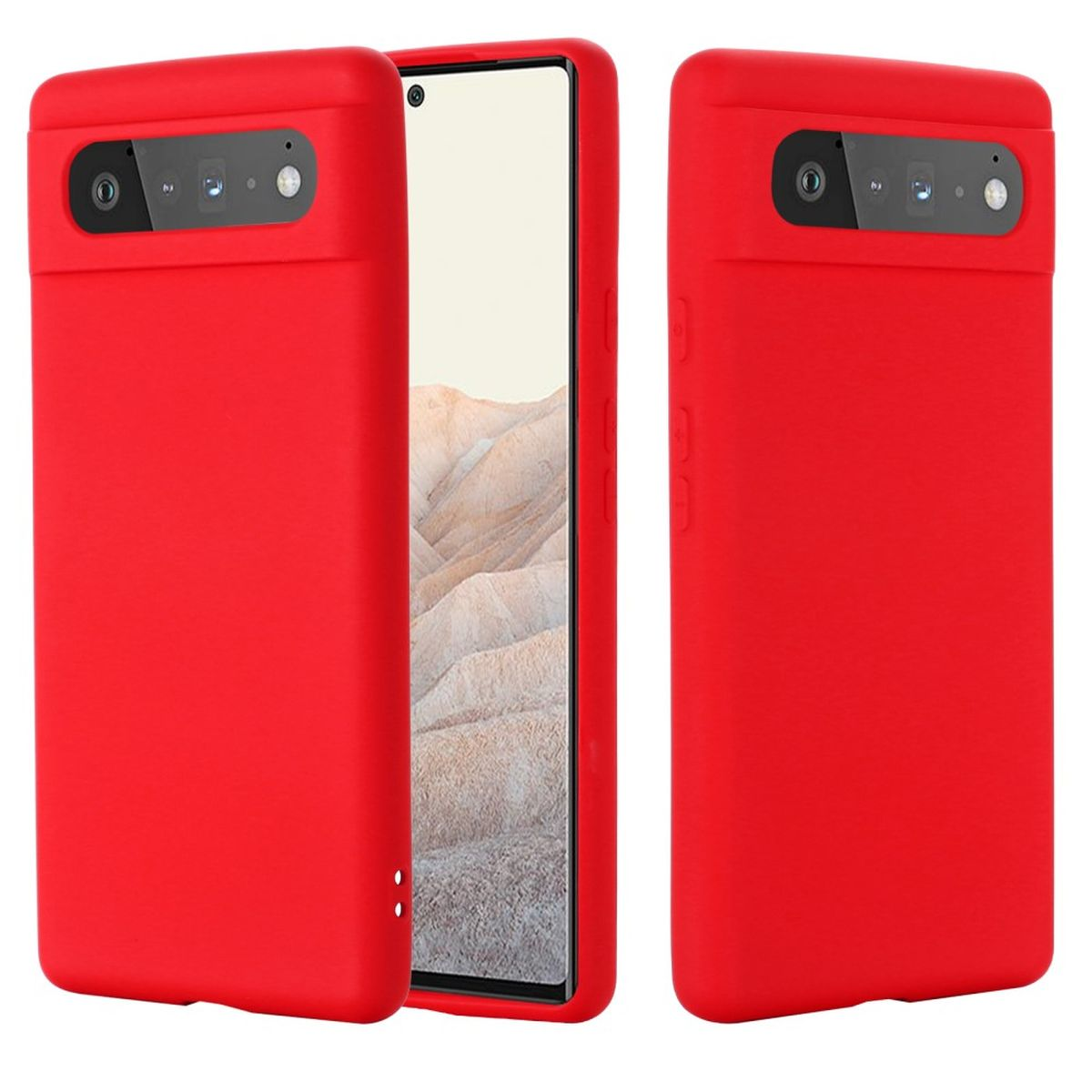COVERKINGZ Handycase aus Silikon, Backcover, Google, Pixel 6, Rot