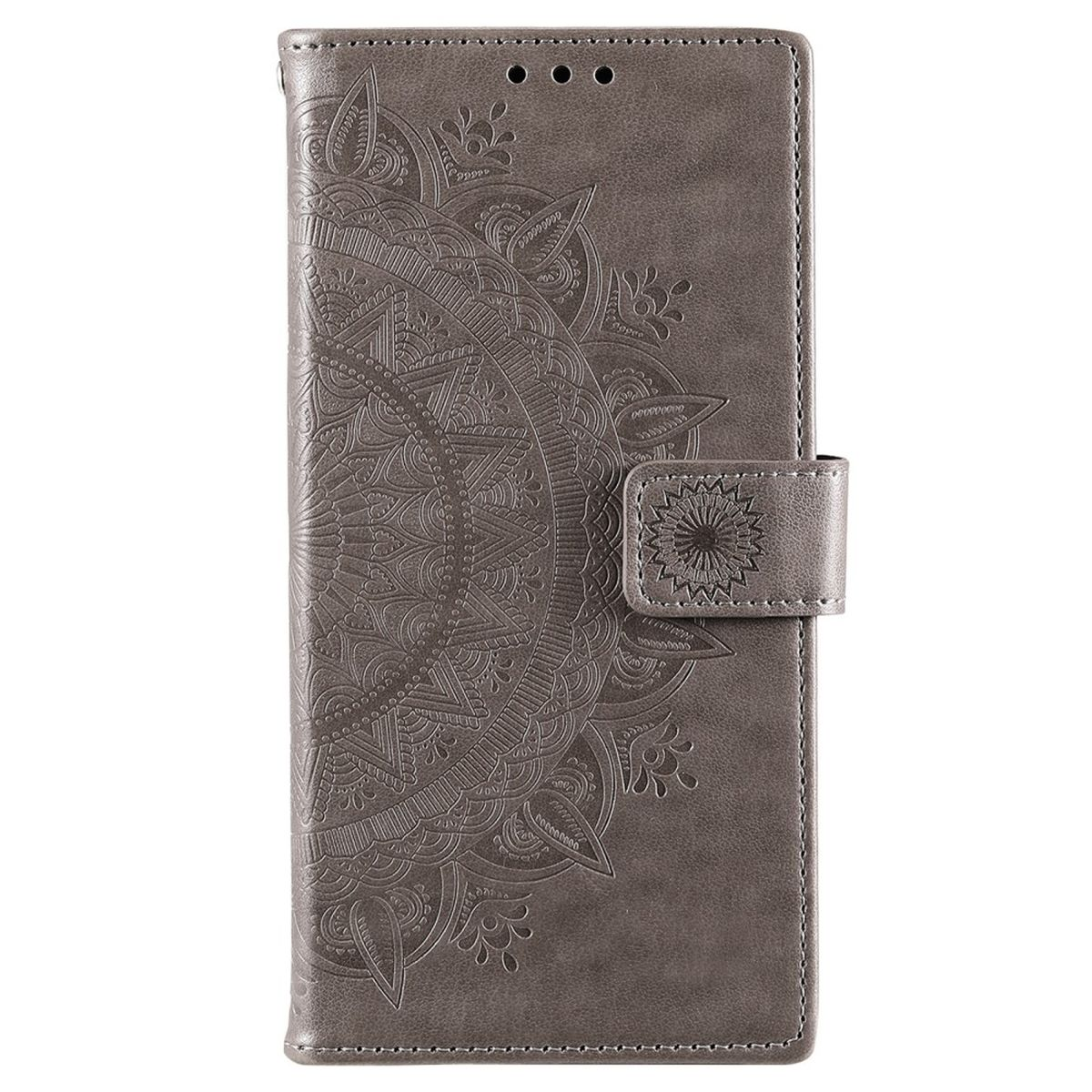 COVERKINGZ Samsung, S22+ (Plus), Klapphülle mit Grau Galaxy Bookcover, Muster, Mandala